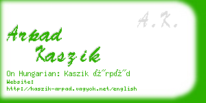 arpad kaszik business card